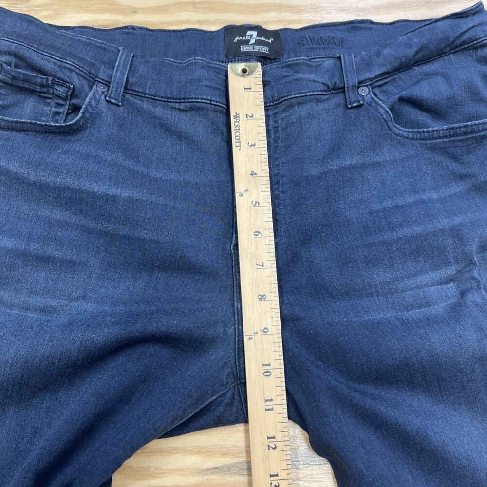 7 For All Mankind Slimmy Jeans Men's 38X29 Blue Denim Dark Wash Straight Stretch - Picture 12 of 13